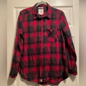 American Eagle Red Plaid Flannel Shirt
